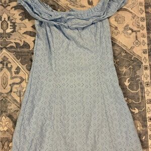 Divided Light Blue Eyelet Off-Shoulder Dress